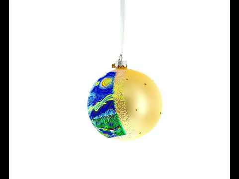 1880 'The Starry Night' by Vincent van Gogh Blown Glass Ball Christmas Ornament 4 Inches