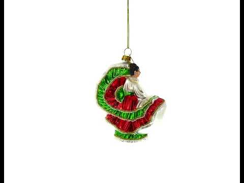 Cultural Elegance: Traditional Dancer - Blown Glass Christmas Ornament