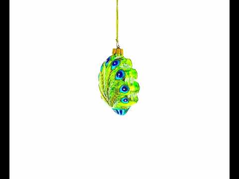 Festive Peacock Mini Glass Christmas Ornament