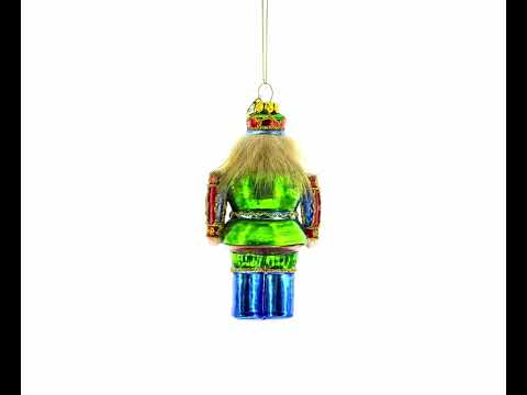 New Year Nutcracker Blown Glass Christmas Ornament