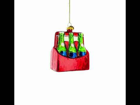 Festive Six-Bottle Beer Pack Blown Glass Christmas Ornament