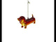 Dapper Dachshund with Bow Blown Glass Christmas Ornament