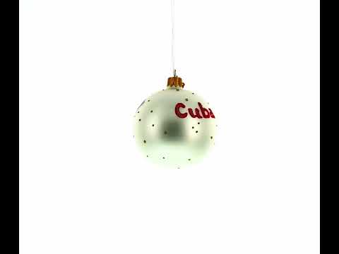 Flag of Cuba Blown Glass Ball Christmas Ornament 3.25 Inches (Made in Ukraine)