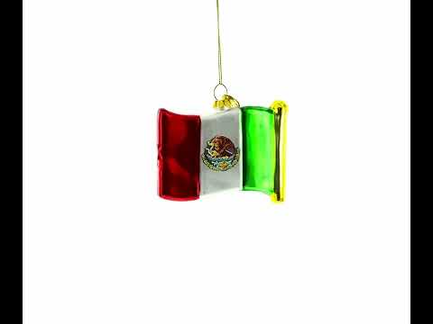 Waving Flag of Mexico Blown Glass Christmas Ornament