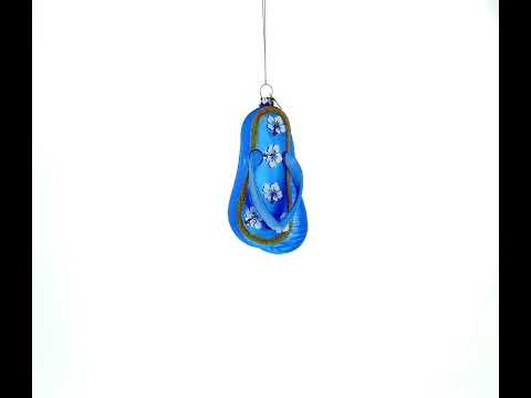 Colorful Flip Flops Blown Glass Christmas Ornament