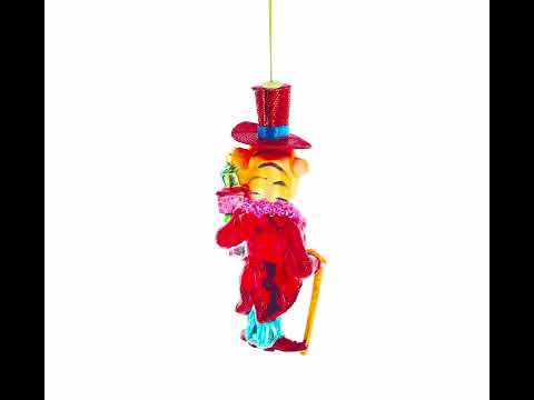 Dapper Tiger Gentleman Blown Glass Christmas Ornament