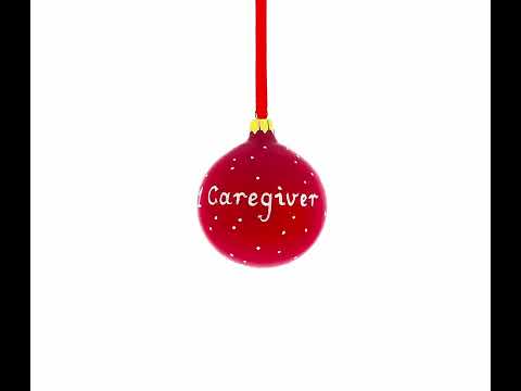 Caregiver with Woman in Wheelchair Blown Glass Ball Christmas Ornament 3.25 Inches