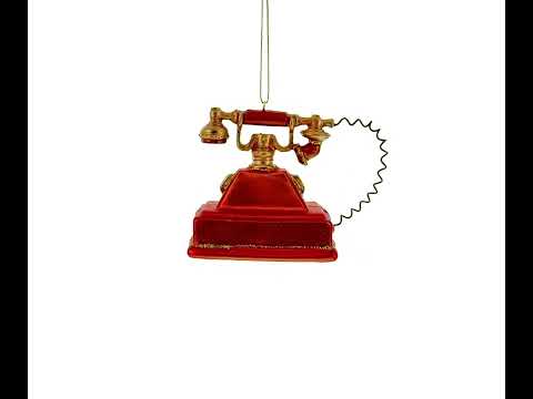 Retro Telephone Blown Glass Christmas Ornament