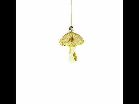 Gold Glitter Mushroom Glass Christmas Ornament