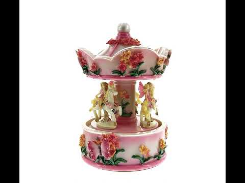 Figura musical de carrusel floral de hada rosa