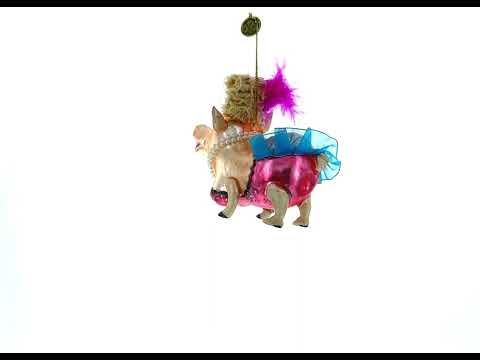 Fashion-Forward Pig Blown Glass Christmas Ornament