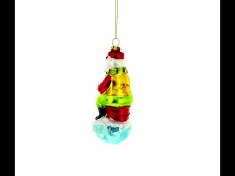 Polar Bear Ice Fishing Blown Glass Christmas Ornament