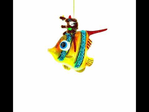 Vibrant Coral Fish Blown Glass Christmas Ornament