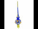 Royal Blue and Gold Floral Majesty Glass Christmas Tree Topper 11 Inches