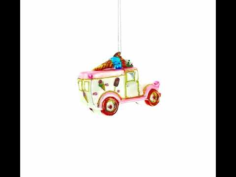 Ice Cream Truck Glass Christmas Ornament