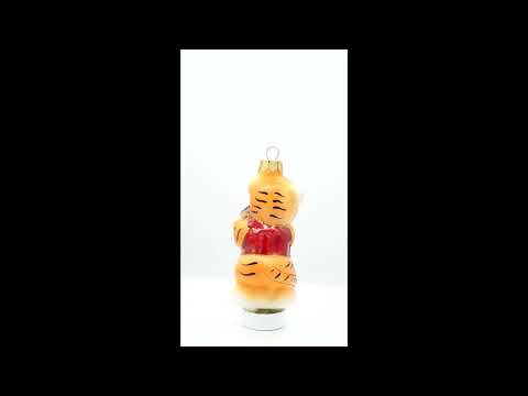 Tiger Cub with Ball Mini Glass Christmas Ornament