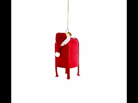 Letters to Santa Mailbox Blown Glass Christmas Ornament