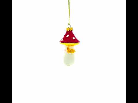 Walking Mushroom Mini Glass Christmas Ornament