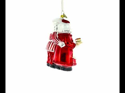 Mr. and Mrs. Santa Claus Baking Cake Blown Glass Christmas Ornament