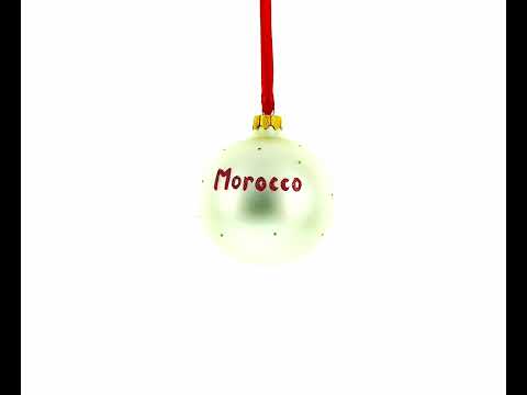 Flag of Morocco Blown Glass Ball Christmas Ornament 3.25 Inches