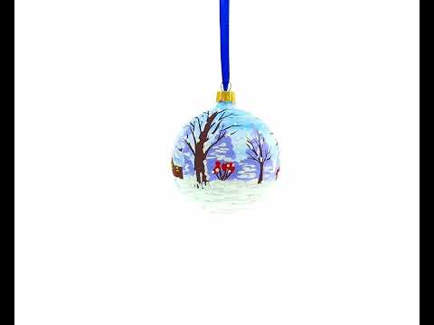 Joyful Angel Helping Santa with Christmas Gifts Blown Glass Ball Christmas Ornament 3.25 Inches