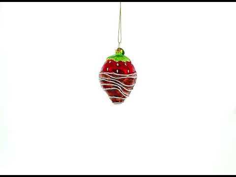Decadent Chocolate-Dipped Strawberry - Blown Glass Christmas Ornament