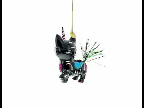 Spooky Halloween Black Cat Blown Glass Christmas Ornament