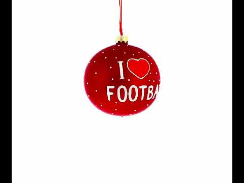 Football Blown Glass Ball Christmas Sports Ornament 4 Inches