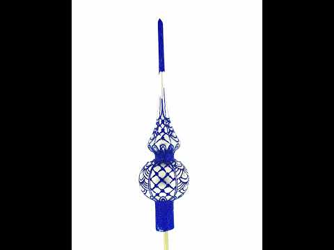 Blue on Silver Glass Tree Topper