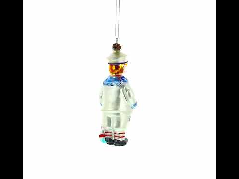 Nautical Sailor Blown Glass Christmas Ornament