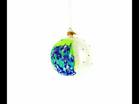 1889 'Irises' by Vincent Van Gogh Blown Glass Ball Christmas Ornament 4 Inches