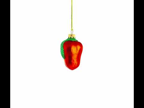 Glittered Red Pepper Mini Glass Christmas Ornament