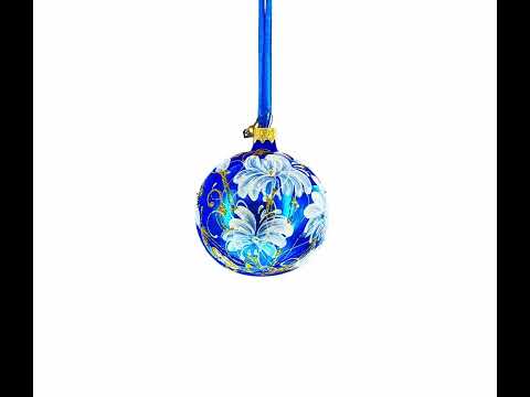 White Lilies Flowers Glass Ball Ornament