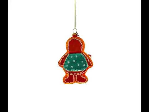 Sweet Gingerbread Man Blown Glass Christmas Ornament