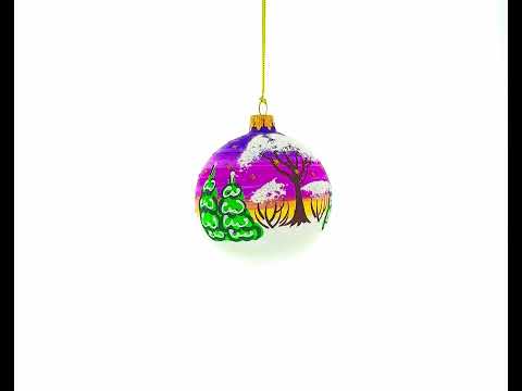 Cat Leaving Holiday Gifts Blown Glass Ball Christmas Ornament 3.25 Inches