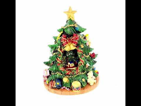 Árbol de mesa con melodía giratoria: figura de árbol de Navidad musical giratorio