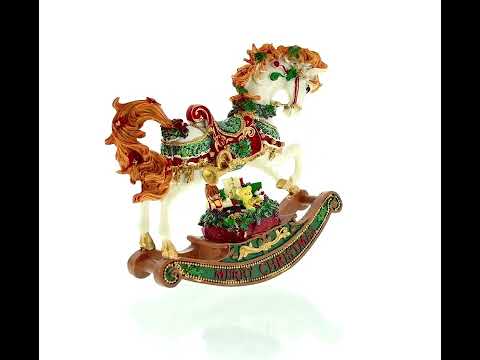 Rocking Horse Carrying Gifts Christmas Musical Figurine