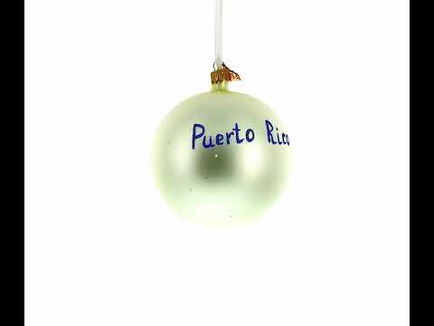 Flag of Puerto Rico Glass Ball Christmas Ornament 4 Inches