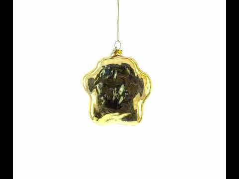 Whimsical Paw Print Blown Glass Christmas Ornament