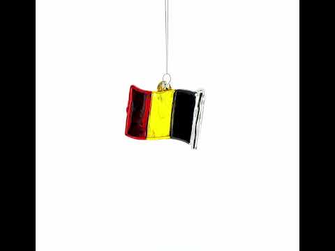 Waving Flag of Belgium Blown Glass Christmas Ornament