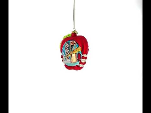 New York City Apple Symbol Blown Glass Christmas Ornament