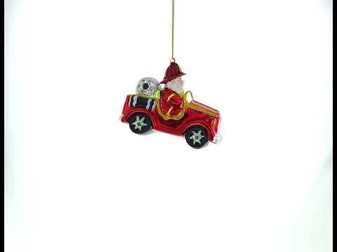 Santa Firefighter Glass Christmas Ornament