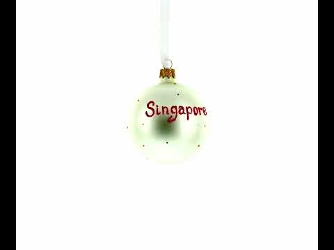 Flag of Singapore  Glass Ball Christmas Ornament 3.25 Inches