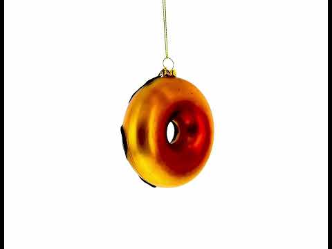 Chocolate Covered Donut Blown Glass Christmas Ornament