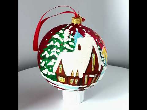 Frosty Morning Crowing: Rooster in the Winter Village Blown Glass Ball Christmas Ornament 4 Inches
