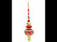 Dimensional Roses and Pearls on Golden Scroll Mouth Blown Glass Christmas Tree Topper 11 Inches