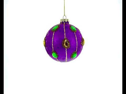 Jeweled-Accent Purple Ball Glass Ball Christmas Ornament