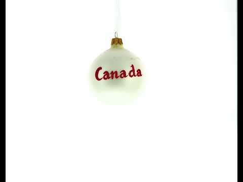 Adorno navideño de bola de cristal soplado con el escudo de armas de Canadá, 3,25 pulgadas