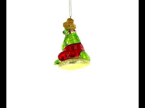 Alligator Relaxing on the Beach Glass Christmas Ornament