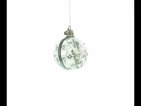 Snowflakes on Clear Glass Ball Christmas Ornament 3.25 Inches